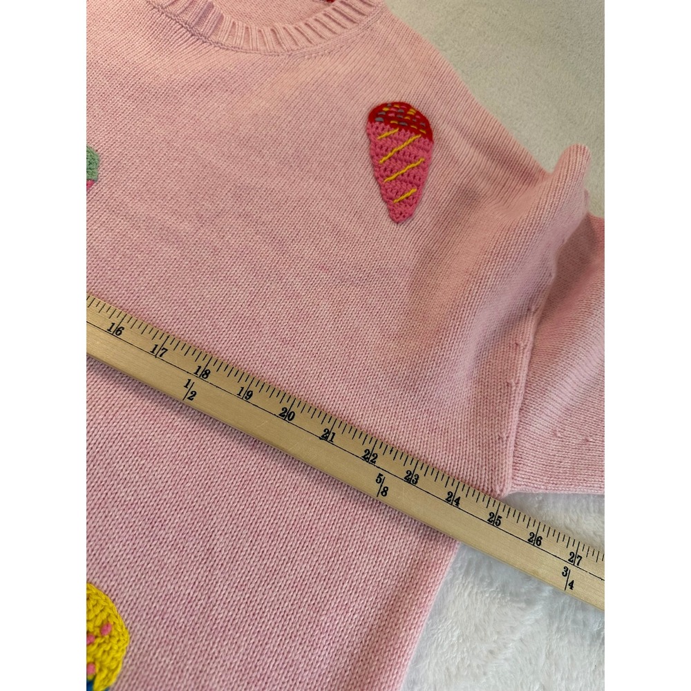 Boden Natalie Embroidered Jumper Women XL Pink Excellent Ice Cream Wool Blend - Picture 3 of 7